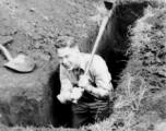 Jay Rosencrantz digging a trench in the CBI, likely in SW China.