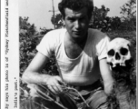 Sydney Fletchenfield with a skull in India, during WWII.  Photo from Dan McCarthy.