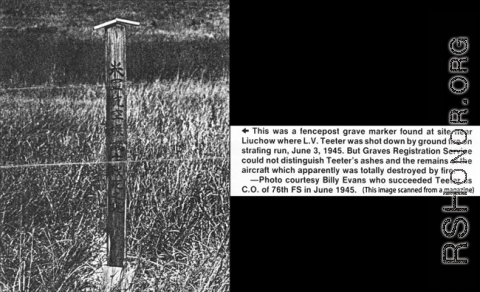 Possible WWWII graveside for L. V. Teeter near Liuzhou.