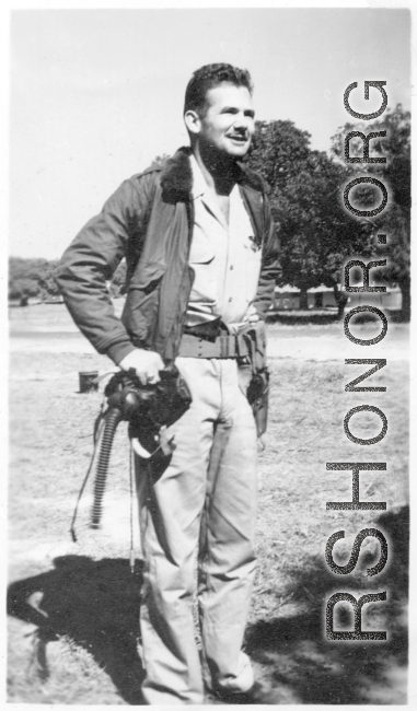 Alternative image of Aerial Photographer Earnest Jones, with flight gear.