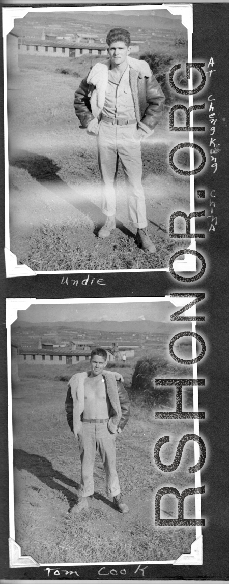 Radar men at Chenggong air base, Yunnan, China. During WWII.  Ira Underwood, and Tom Cook.