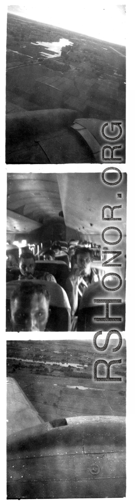 GIs of 2005th Ordnance travel by air in the CBI during WWII--over India or Burma.