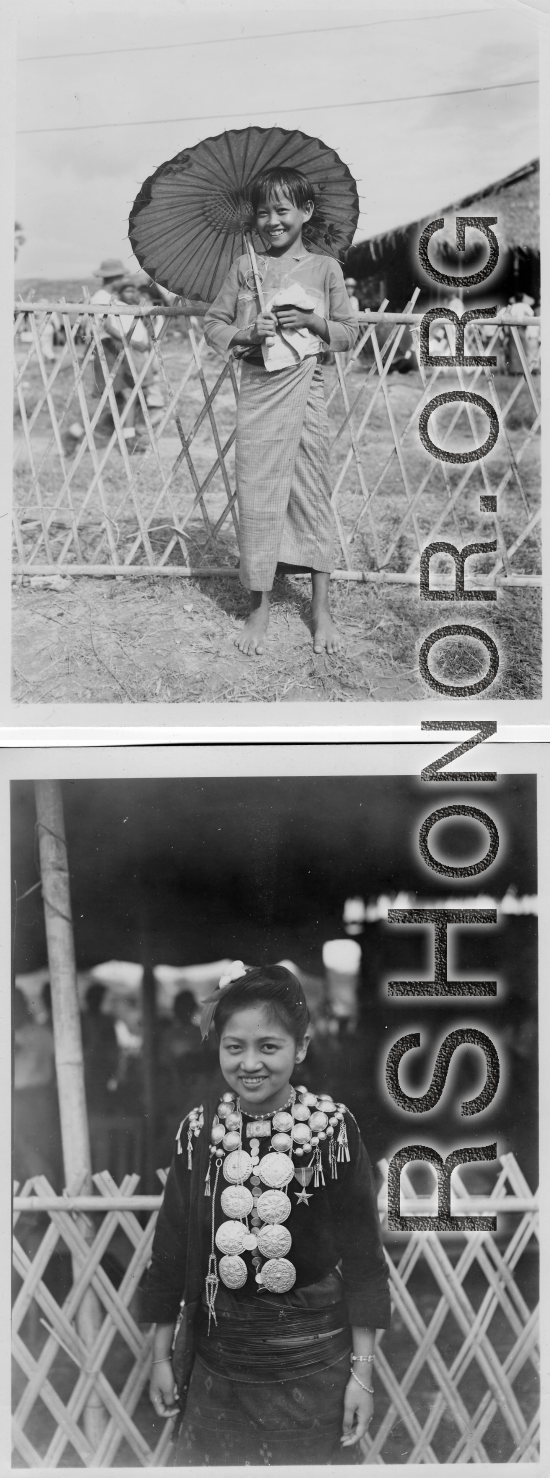Local people in Burma near the 797th Engineer Forestry Company--Two girls.  During WWII.