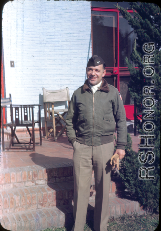 An American officer poses in China (probably Kunming), during WWII.