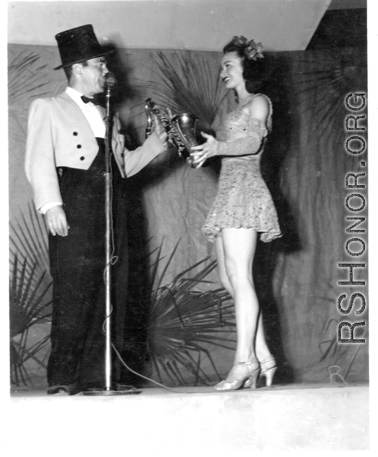 Variety skit at a USO show in Gushkara, India, during WWII.