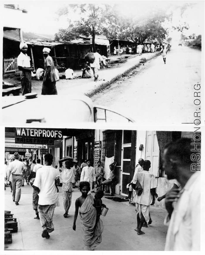 Bustling streets in India during WWII.