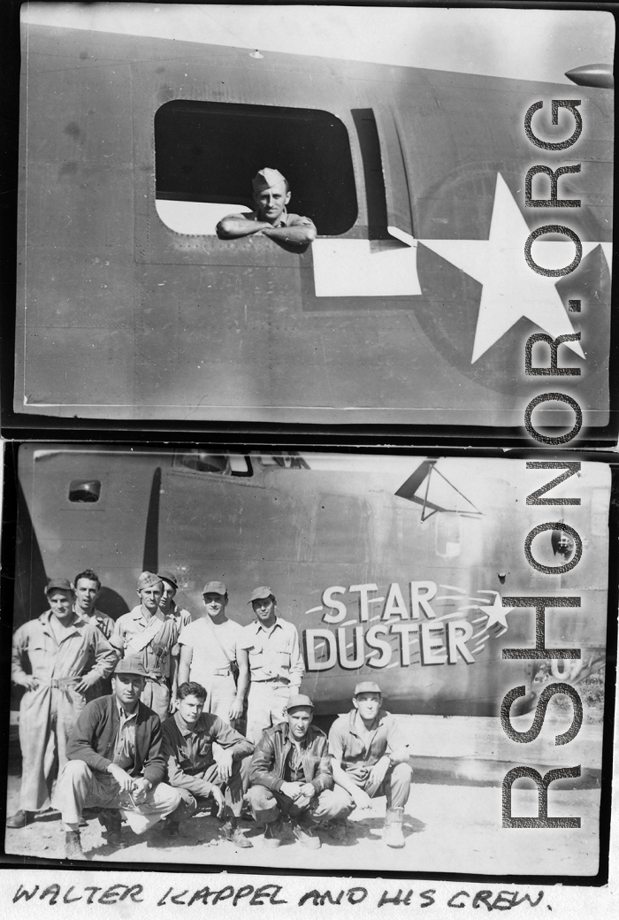 Walter Kappel and his crew with B-24 "Star Duster" in the CBI during WWII.