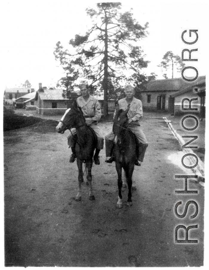 GIs on horse ride during R&R at Darjeeling, India. 2005th Ordnance Maintenance Company, 28th Air Depot Group, in India during WWII.