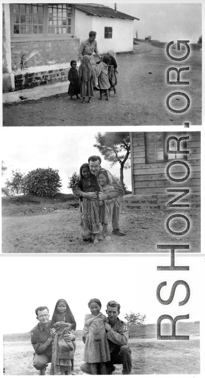 GIs posing with cute kids in Burma, during WWII.