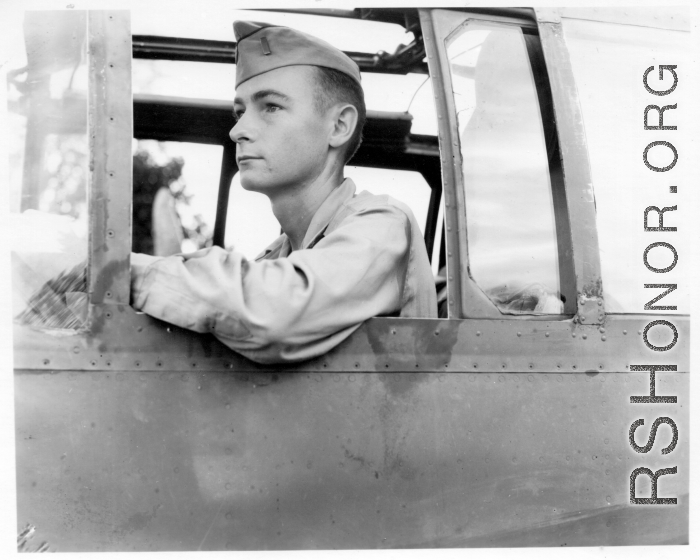 David K. Hayward, 22nd Bombardment Squadron, in an aircraft. During WWII.