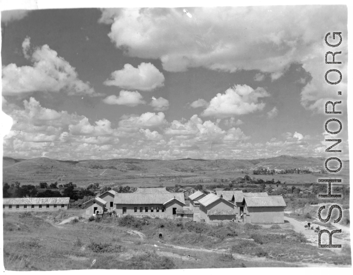 Newly built barracks and offices at Chanyi (Zhanyi), during WWII.