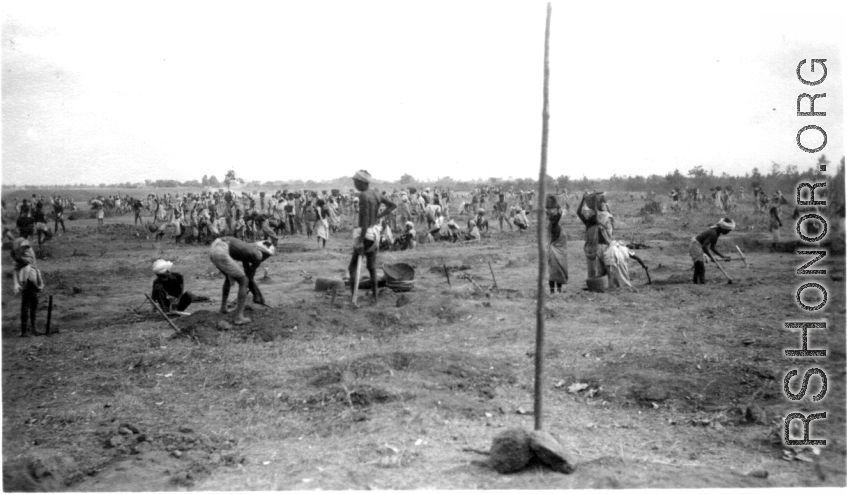 Lengthening E-W runway, Chaukulia, India Dec 1943 or Jan 1944.