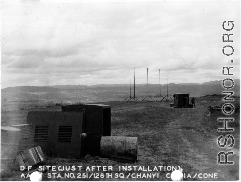 D F Site (just after installation).  AACS Sta. No. 251, 128th Squadron, Chanyi, China.