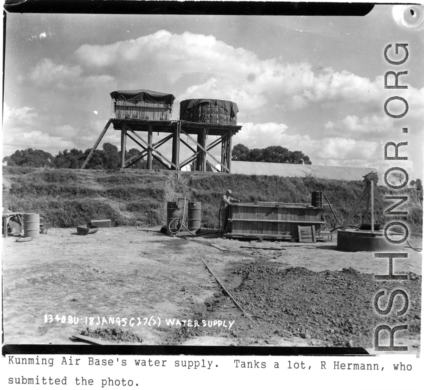 Kunming air base's water supply. In the CBI during WWII. Photo from R. Hermann.