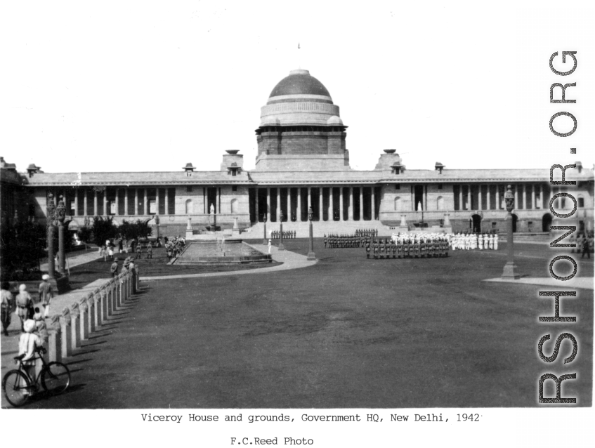 Viceroy House and grounds, Government HQ, New Delhi, 1942.  Photo from F. C. Reed.