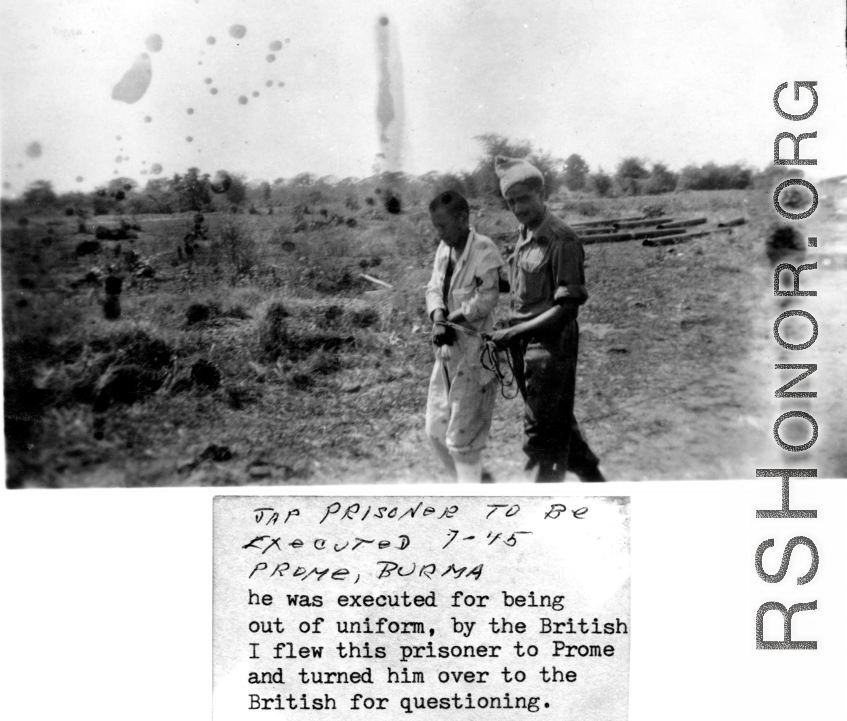 "Japanese prisoner to be executed 7-45. Prome Burma."