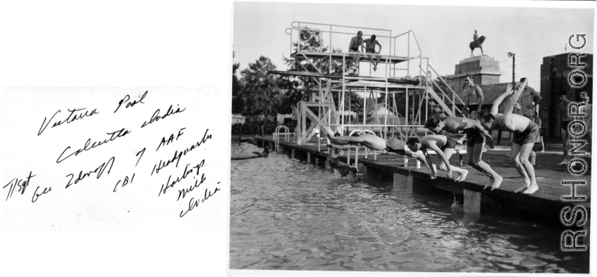 Swimming pool in Calcutta during WWII.  Photo from T/Sgt. George Zdanoff.