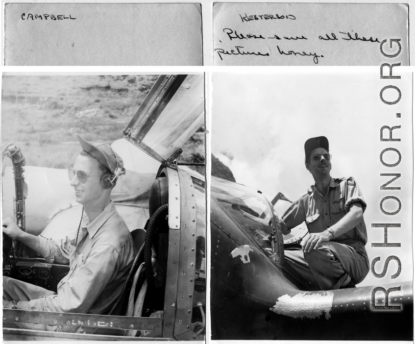 "Campbell" and "Kesterson" try out an airplane, in the CBI during WWII.