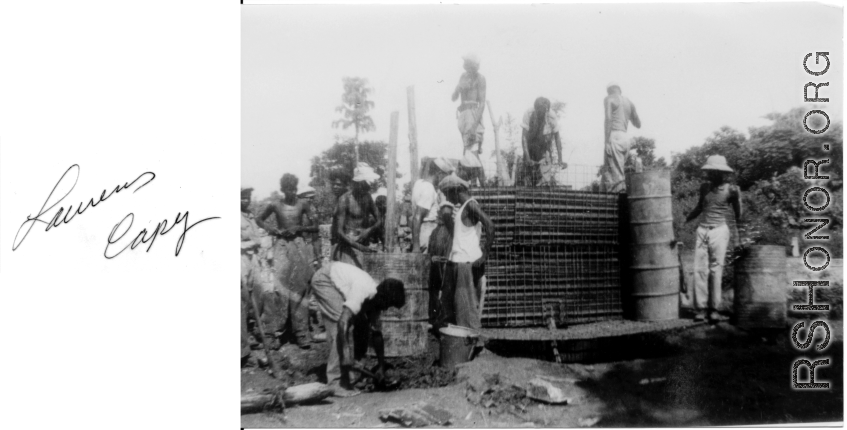 Laborers constructing something in the CBI during WWII.