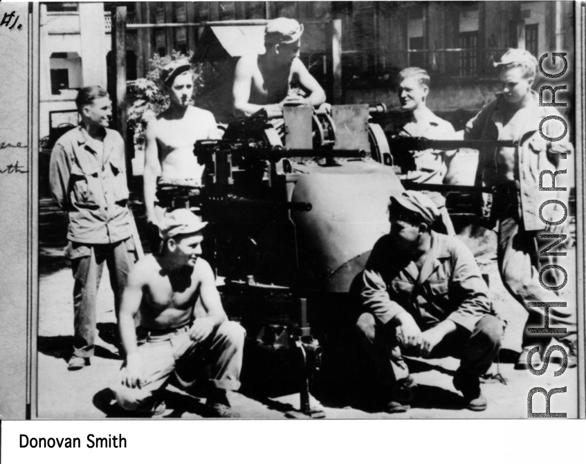 Machine guns fixed to a mount in the CBI during WWII.  Photo from Donovan Smith.