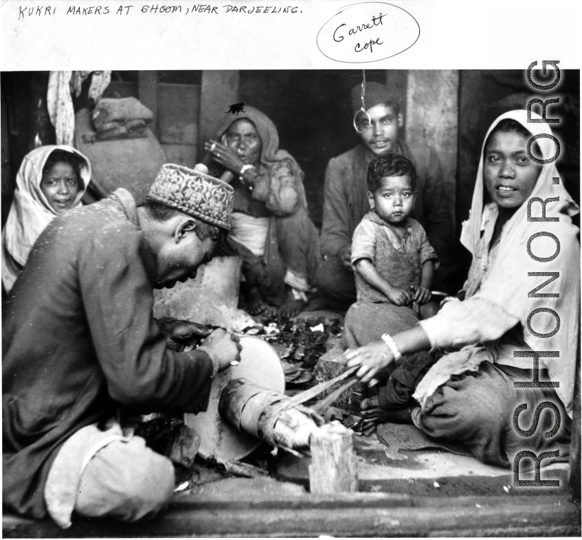 Kukri makers at Ghoom, near Darjeeling, during WWII.  Photo from Garrett Cope.