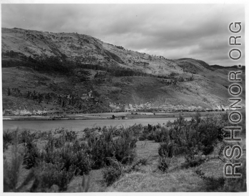 The valley scenery at Yangkai, Yunnan province, China, during WWII.  From the collection of Eugene T. Wozniak.