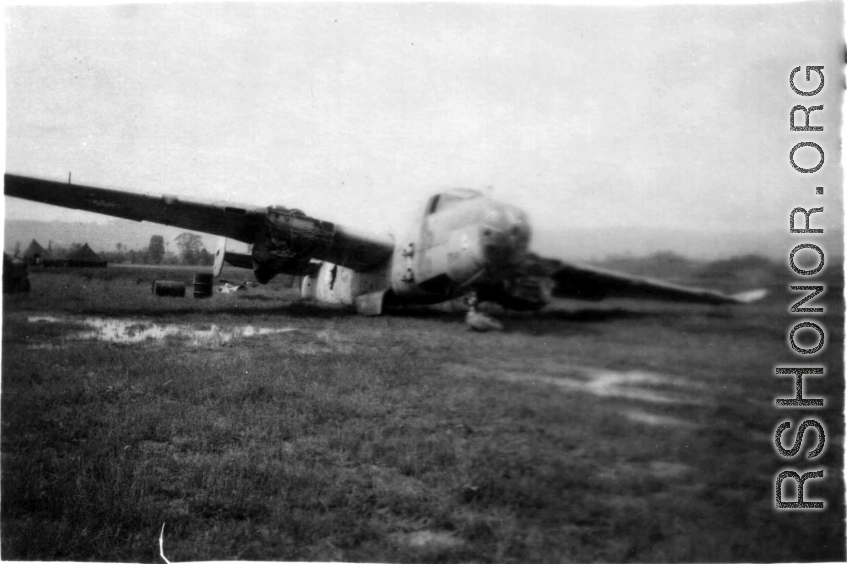 A partially salvaged B-25 bomber in China, during WWII.