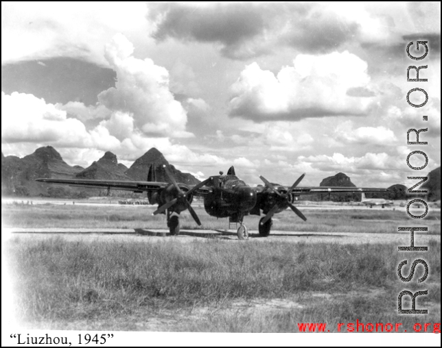 P-61 Black Widow parked at Liuzhou air base during WWII, in 1945.