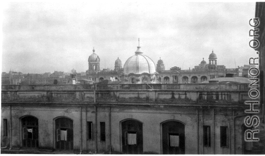 From the court of the Grand Hotel. looking over the opposite roof across Calcutta, June, 1943.