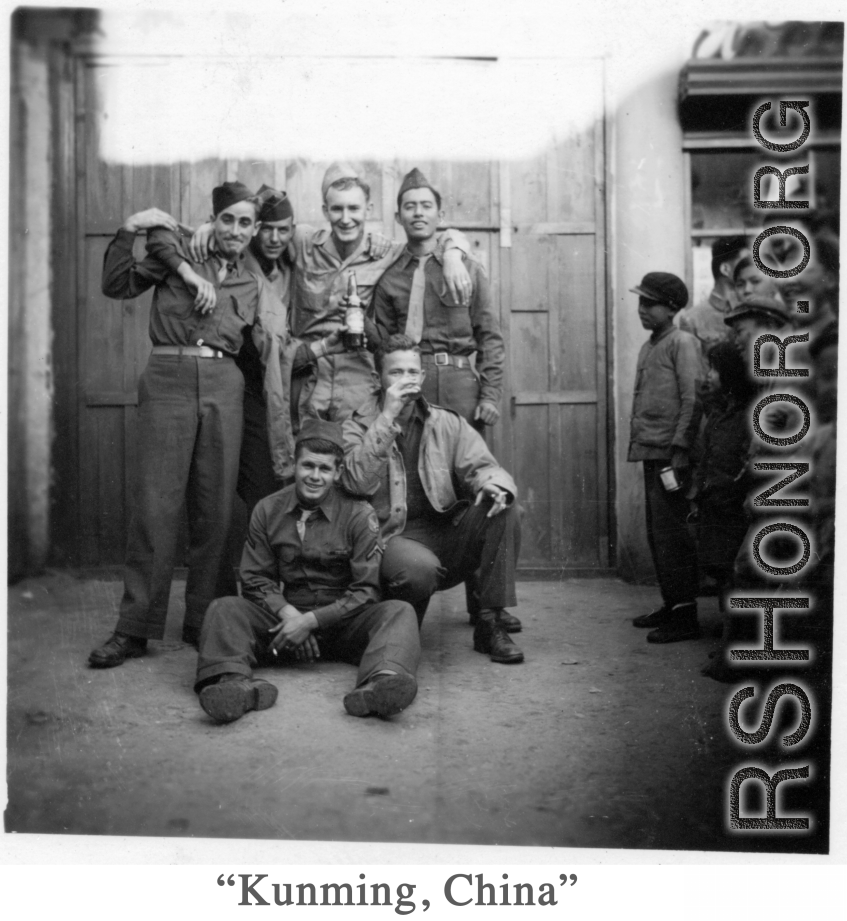 Scenes around Kunming city, Yunnan province, China, during WWII: GIs drinking about town.