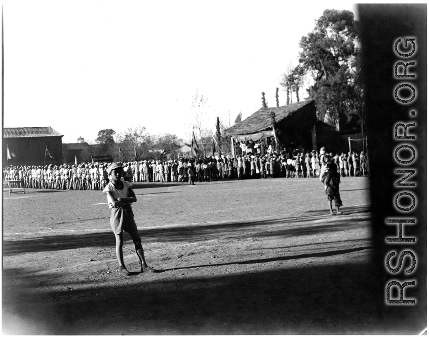 Chinese soldiers during rally, receiving shooting and other martial skills awards.