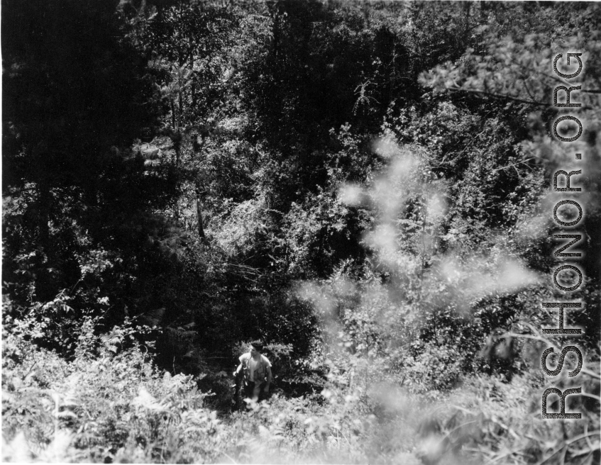 An American serviceman in the countryside in Yunnan province, probably near Yangkai.