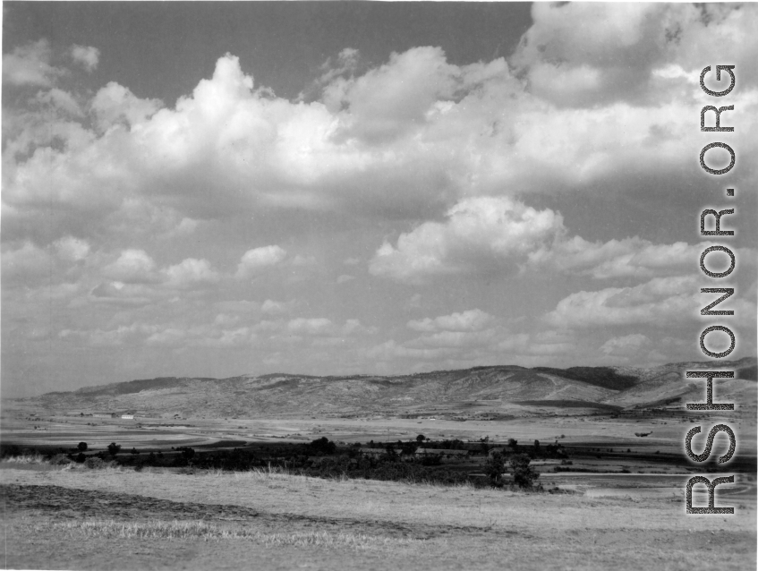 Yangkai air base, Yunnan province, China.  Note the B-24 in the revetment  on the right.