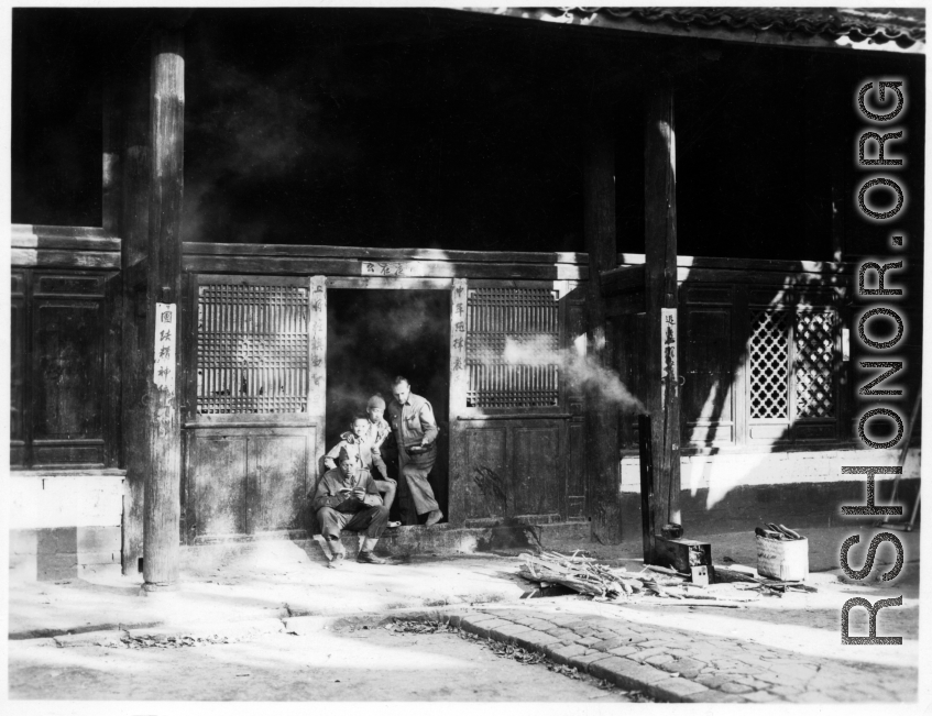 Cooking and hanging out near Camp Schiel in Yunnan, China, during WWII.