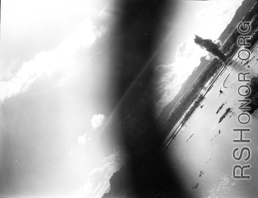 Bombing of Ninh-Bình railway bridge in French Indochina (Vietnam), during WWII. Ninh Bình is a small city in the Red River Delta of northern Vietnam, and along a critical rail route used by the Japanese.  Coordinates: 20°15'39.7"N 105°59'06.3"E