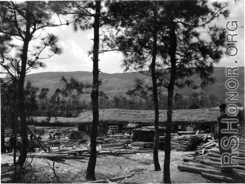 GI explorations of the hostel area at Yangkai air base during WWII: Saw mill.