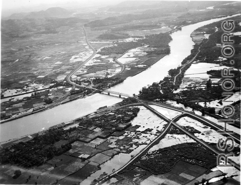 Bombing of Đò Lèn Bridge in Hà Trung Town in French Indochina (Vietnam), during WWII. In northern Vietnam, and along a critical rail route used by the Japanese.