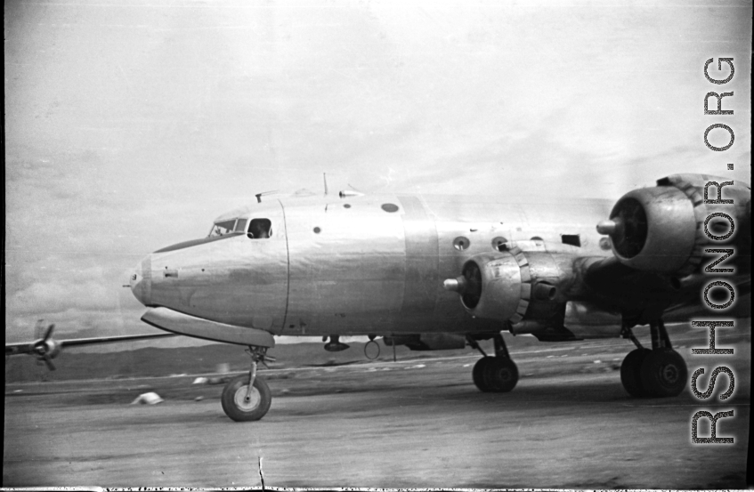 A C-54 airplane at a base in SW China during WWII.