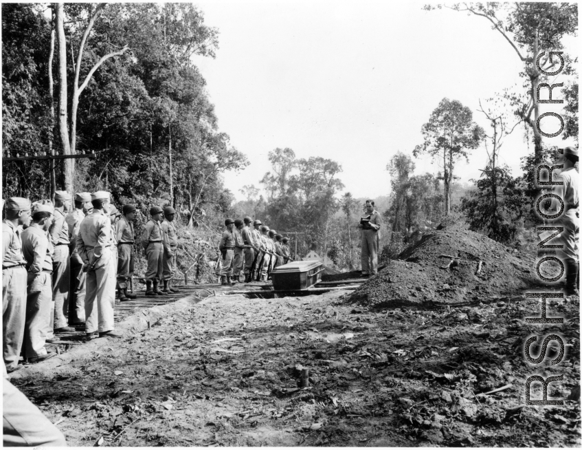 A GI burial in 797th Engineer Forestry Company in Burma.  During WWII.