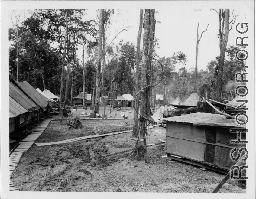 A tent camp of the 797th Engineer Forestry Company in Burma.  During WWII.