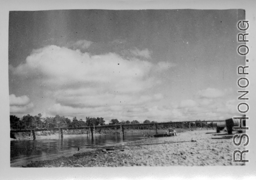 797th Engineer Forestry Company in Burma: Bridge over a river on the Burma Road.  During WWII.