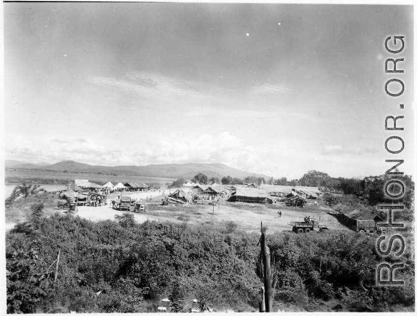 Camp along Burma Road.  During WWII.  797th Engineer Forestry Company.