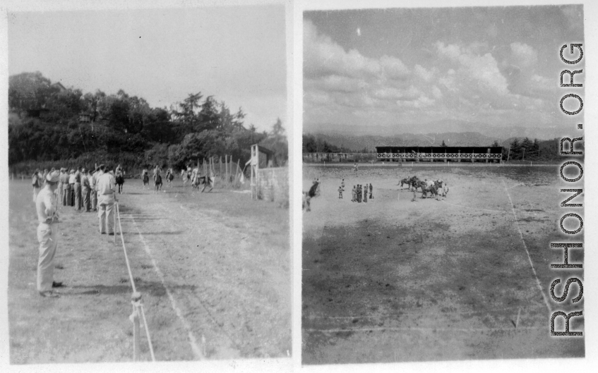 Horse racing--with betting--at Darjeeling, India, during WWII.