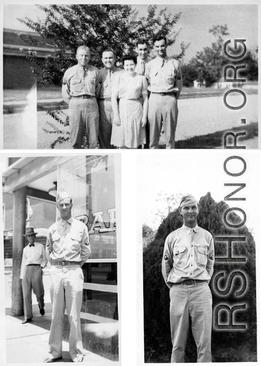 2005th Ordnance men in training in Mississippi,  Jackson, Mississippi.  Top photo, July 1943: John Schuhart, Irvin, Ruth,Geist, Schneckloth.  Bottom two photos, June 1943: Cpl. Irvin Schneckloth.