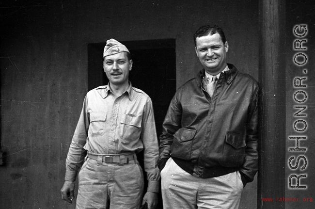 Two American flyers pose in China during WWII.