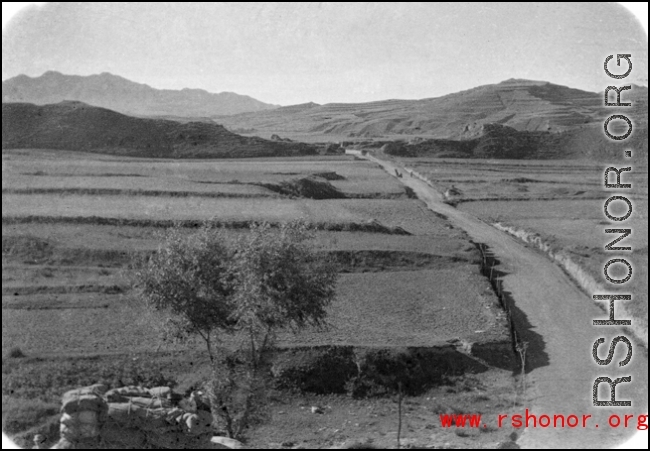 Road in loess hills of northern China during WWII. Edward Gable served in northern China.