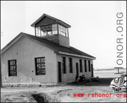 Air control tower at an American base in China during WWII.