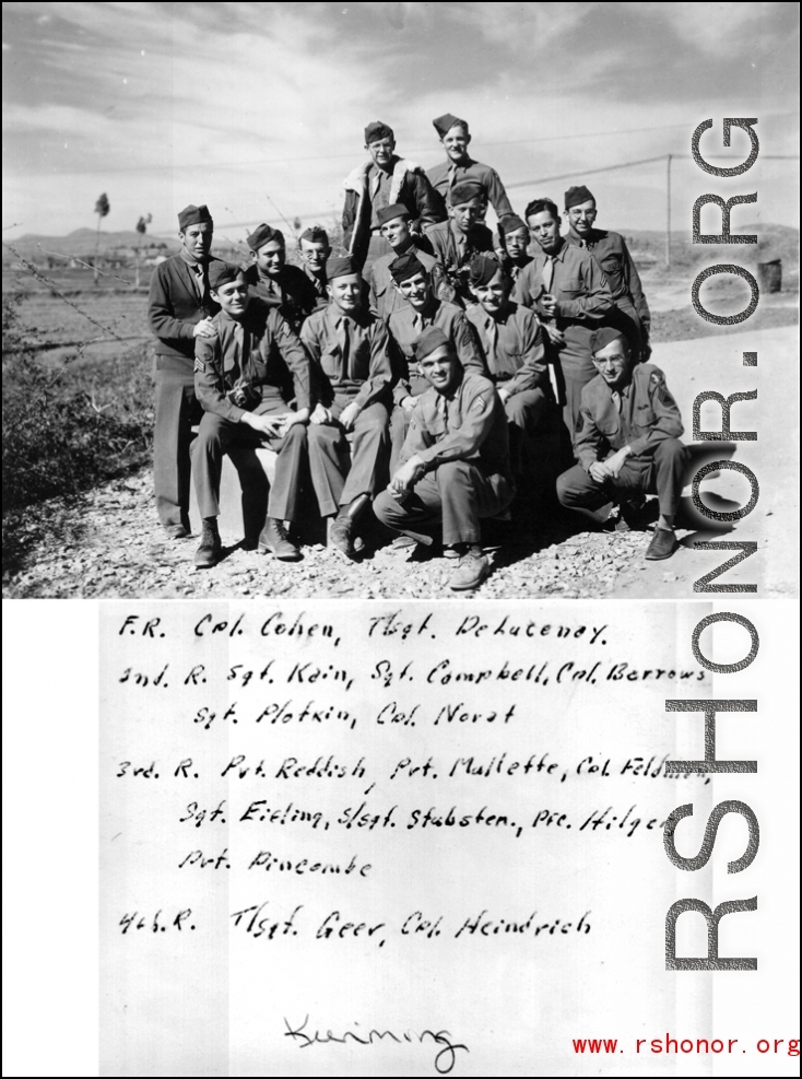 16th Combat Camera Unit group photo, taken in Kunming, China, during WWII.