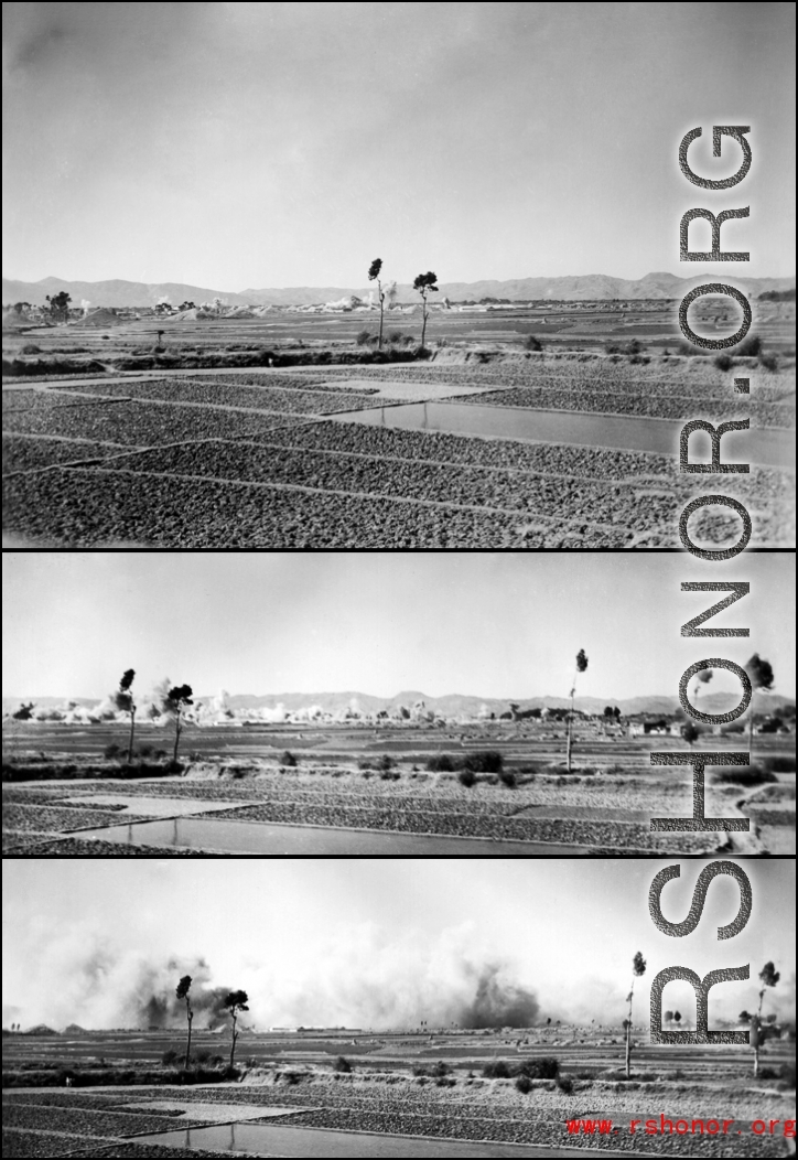 Japanese bombing in Kunming during WWII.  From the collection of Hal Geer.