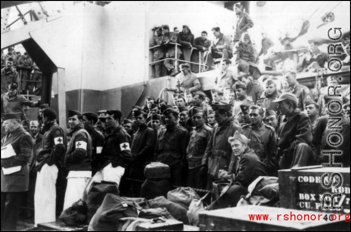 GIs on ship on the way back to the US after the war. The ship is probably the SS Marine Raven.